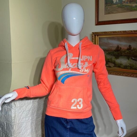 SUPERDRY Vintage Logo Limited Edition Neon Sparkle Hoodie 80’s Retro Style - Picture 2 of 15